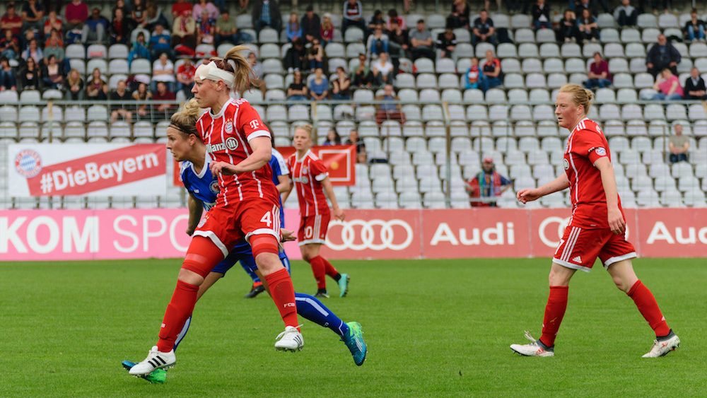 Svenja Hutz, Kristin Demann, Leonie Maier und Melanie Behringer im DFB-Pokal-Halbfinale 2018