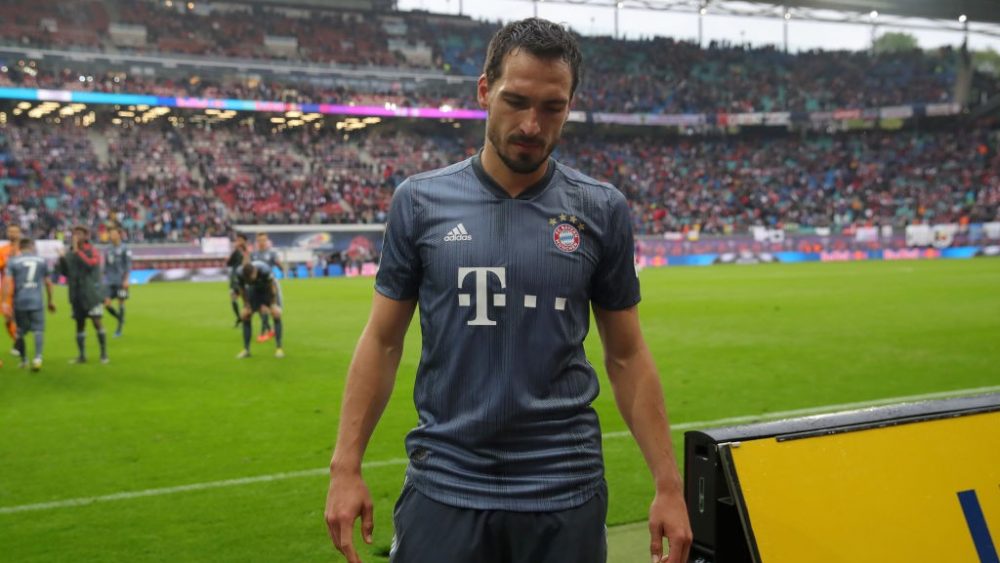 LEIPZIG, GERMANY - MAY 11: Mats Hummels of Bayern Munich looks on after the Bundesliga match between RB Leipzig and FC Bayern Muenchen at Red Bull Arena on May 11, 2019 in Leipzig, Germany. (Photo by Alexander Hassenstein/Bongarts/Getty Images)