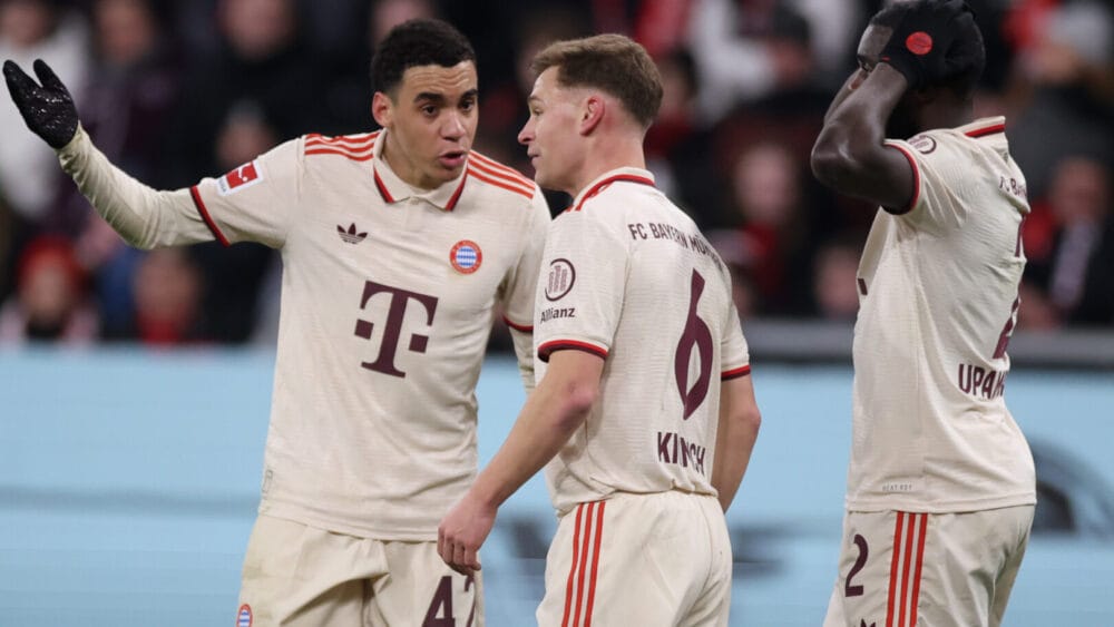 Jamal Musiala, Joshua Kimmich, Dayot Upamecano (FC Bayern)