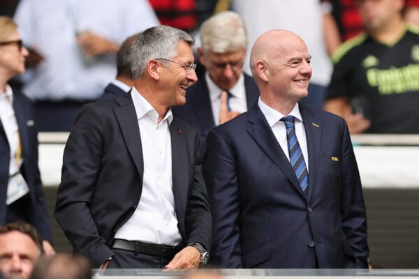 Herbert Hainer (FC Bayern) und Gianni Infantino (FIFA) bei der Klub-WM in den USA
