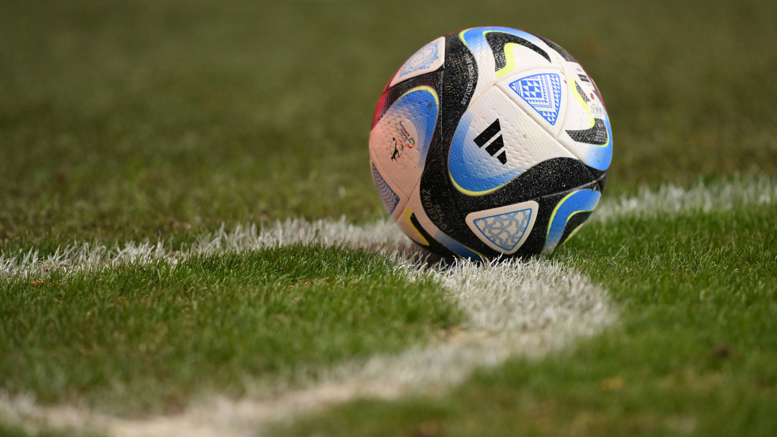 Ein Fußball liegt auf dem Rasen.