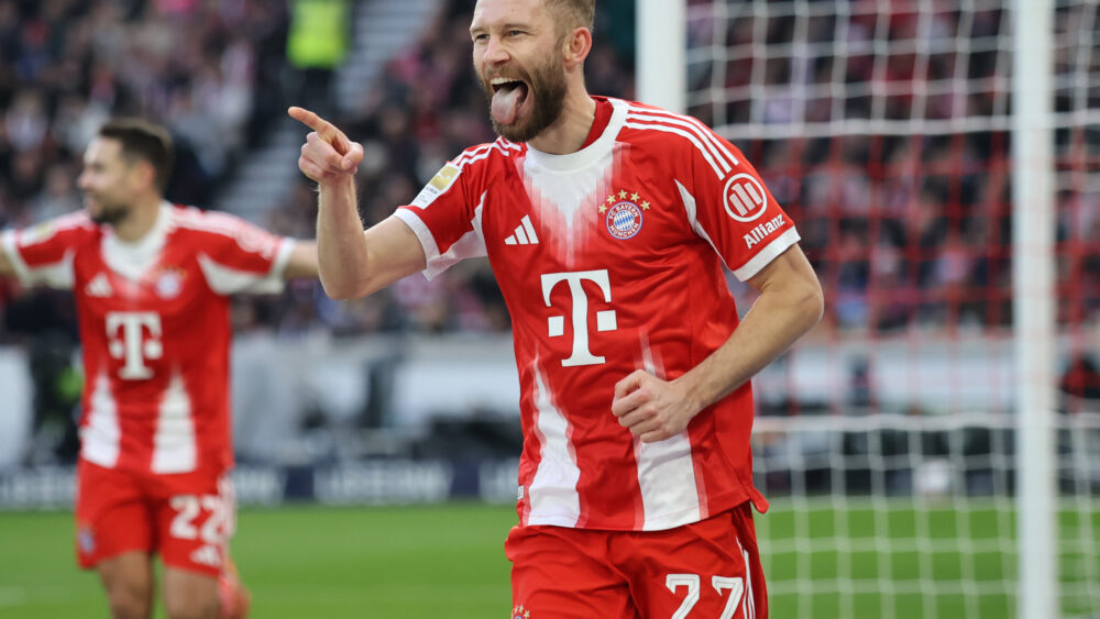 Konrad Laimer jubelt für den FC Bayern