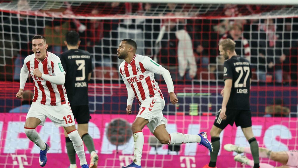 Der 1. FC Köln jubelt über ein Tor gegen den FC Bayern.
