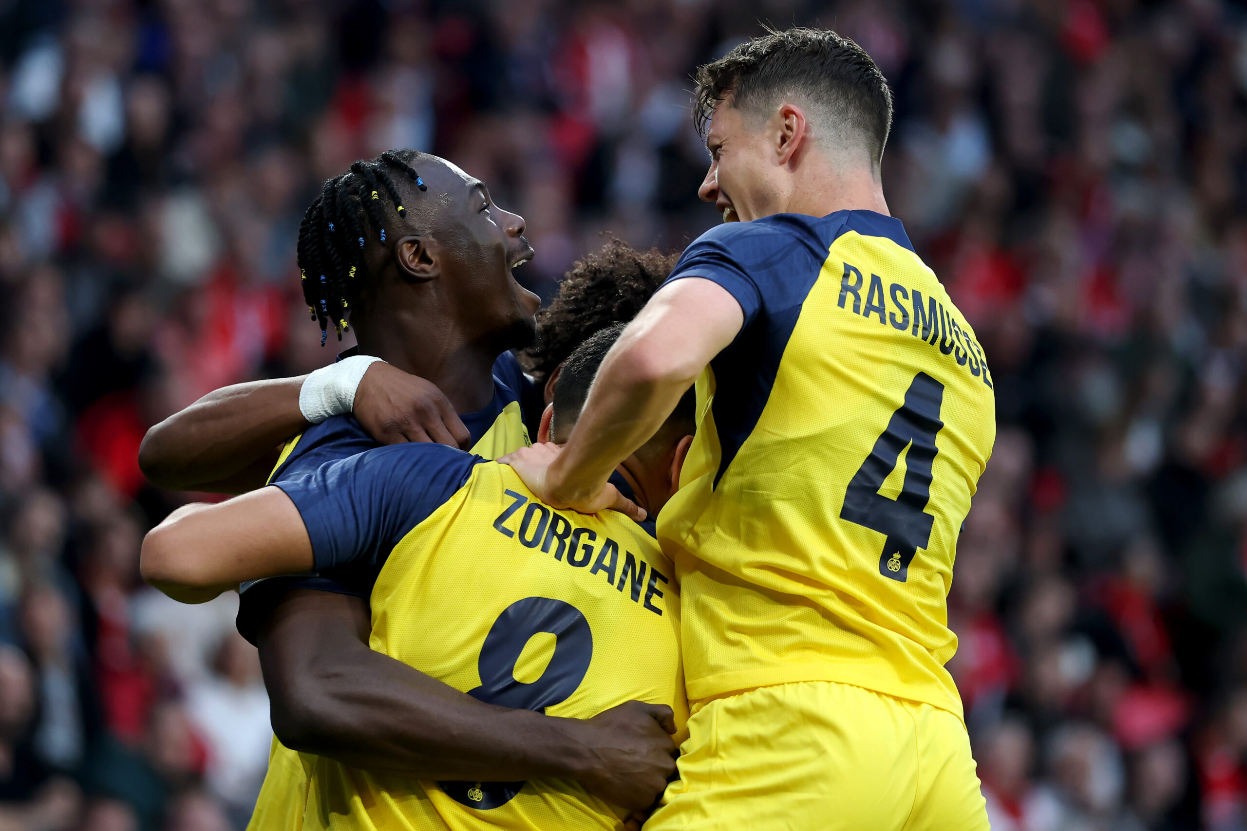 Royale Union Saint-Gilloise jubelt über ein Tor in der Champions League, wo sie als nächstes auf den FC Bayern treffen.