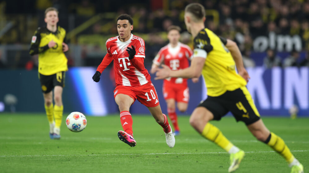 Jamal Musiala im Duell zwischen dem FC Bayern und dem BVB.