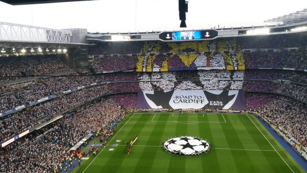 Das Santiago Bernabéu beim Duell zwischen Real Madrid und dem FC Bayern in der Champions League