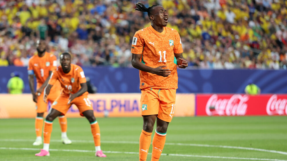Yan Diomande (Elfenbeinküste) bei der WM 2026. Er steht vor einem Duell mit dem DFB-Team.