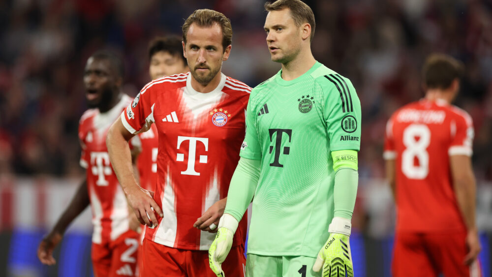 Harry Kane und Manuel Neuer jagen bei der WM 2026 Rekorde. Hier sind sie im Trikot des FC Bayern zu sehen.