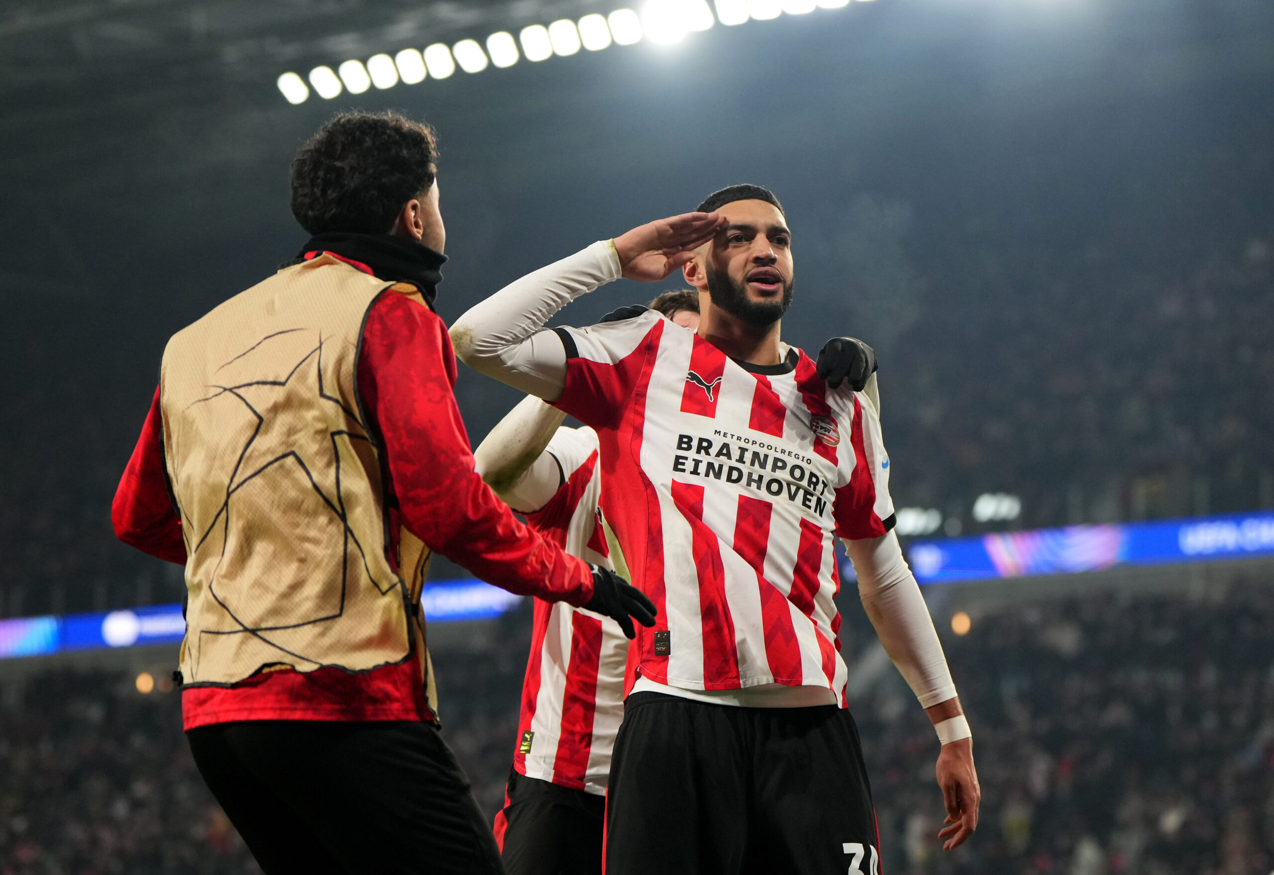 Ismael Saibari (FC Bayern) jubelt im Trikot der PSV Eindhoven